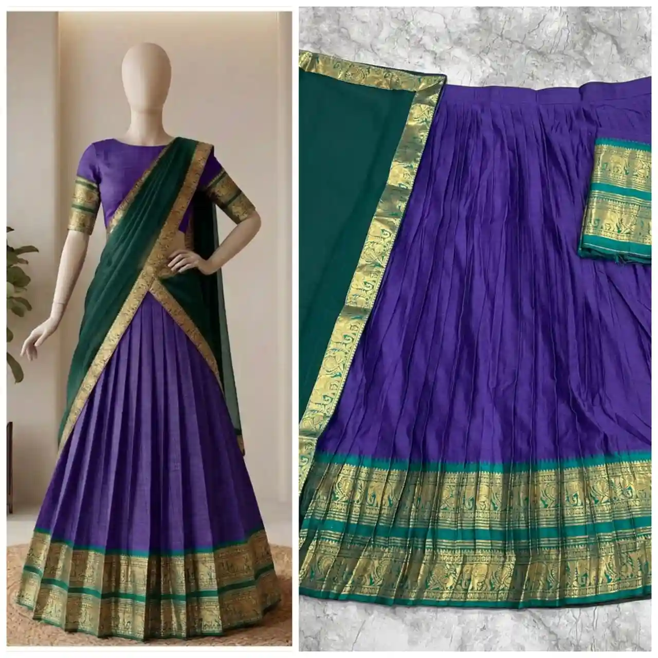 The South-style Kanjivaram Type silk lehenga (L21)