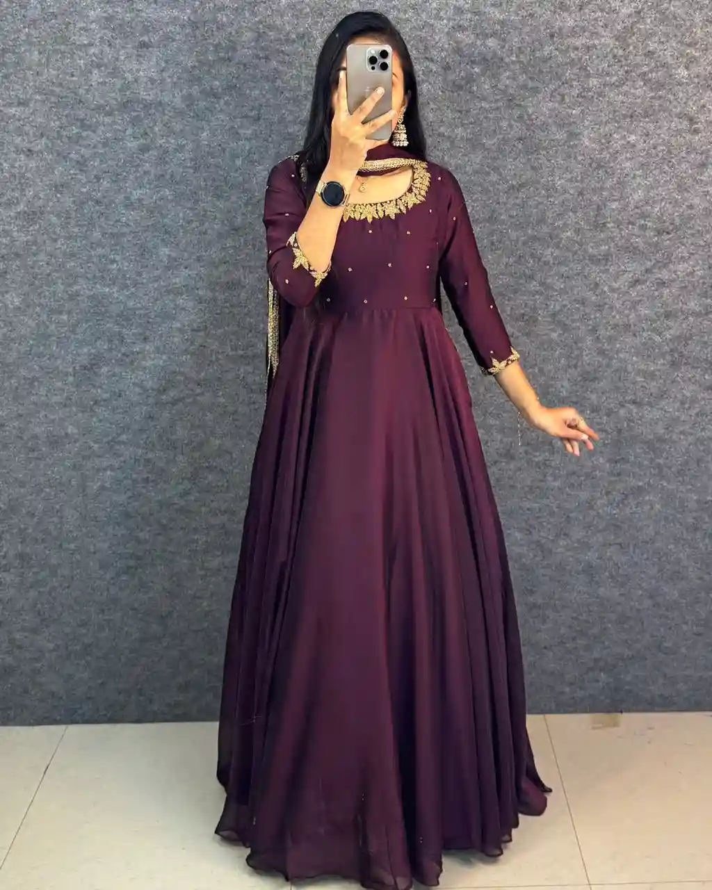 Premium rangoli silk Anarkali with dupatta(RS003)