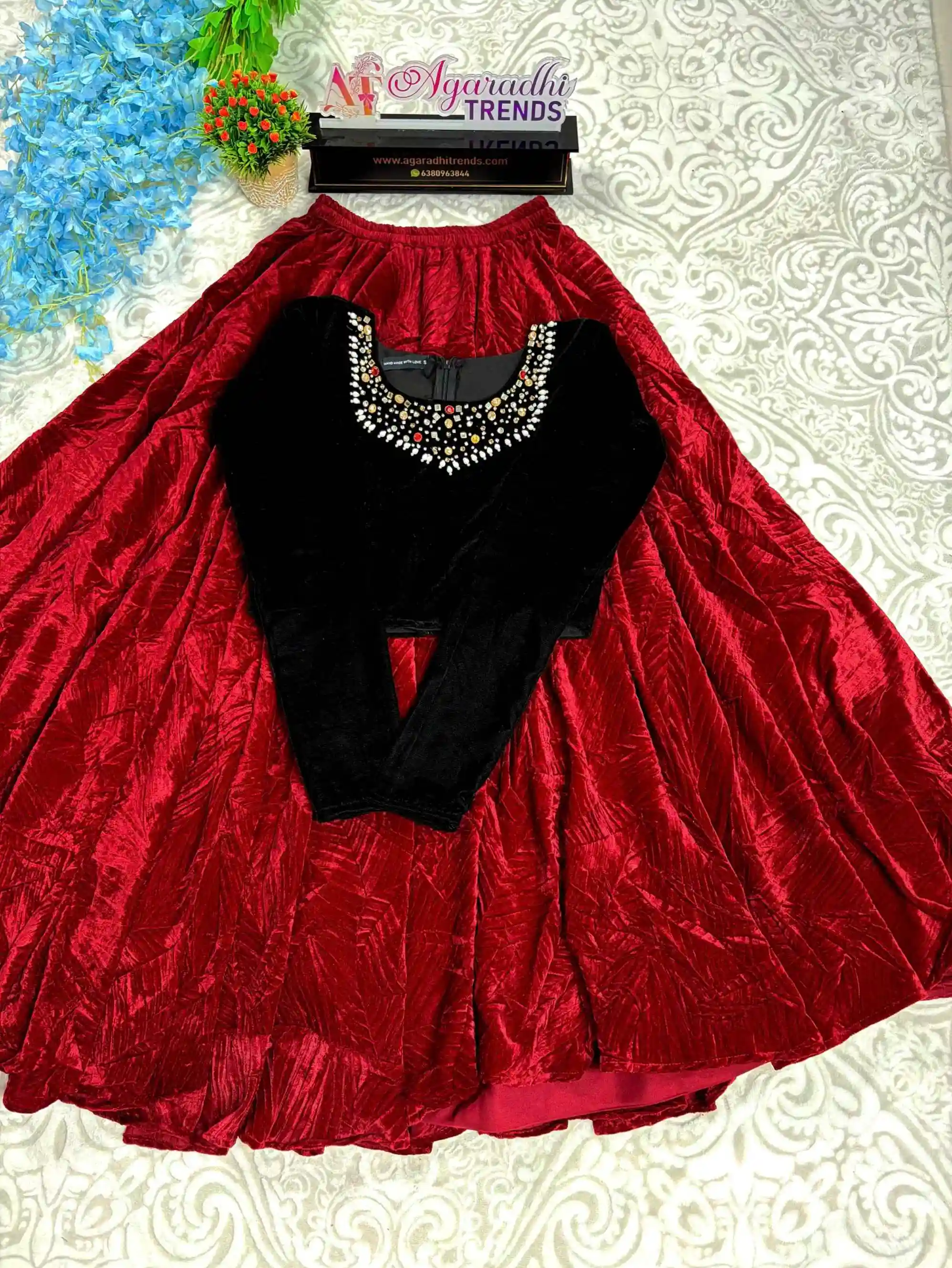 Velvet Crop Top with Skirt (VCT01)