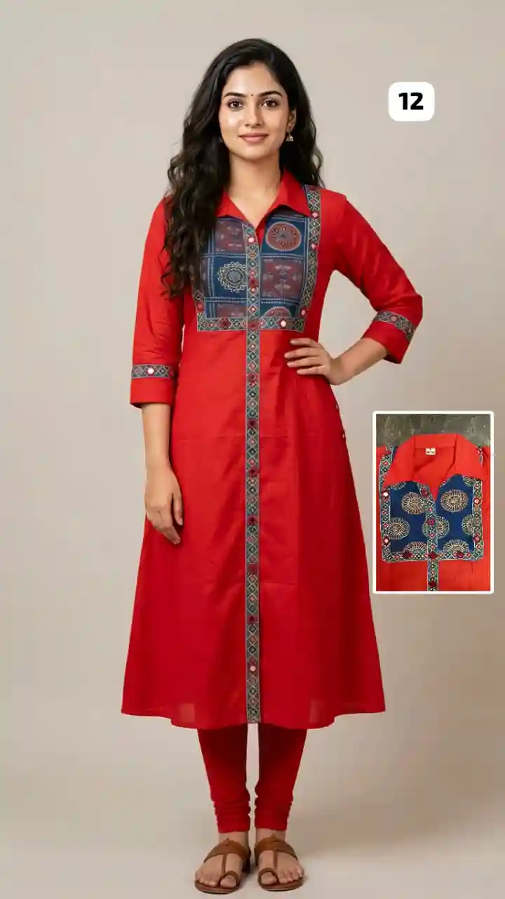 Cotton Mirror work Kurti 12
