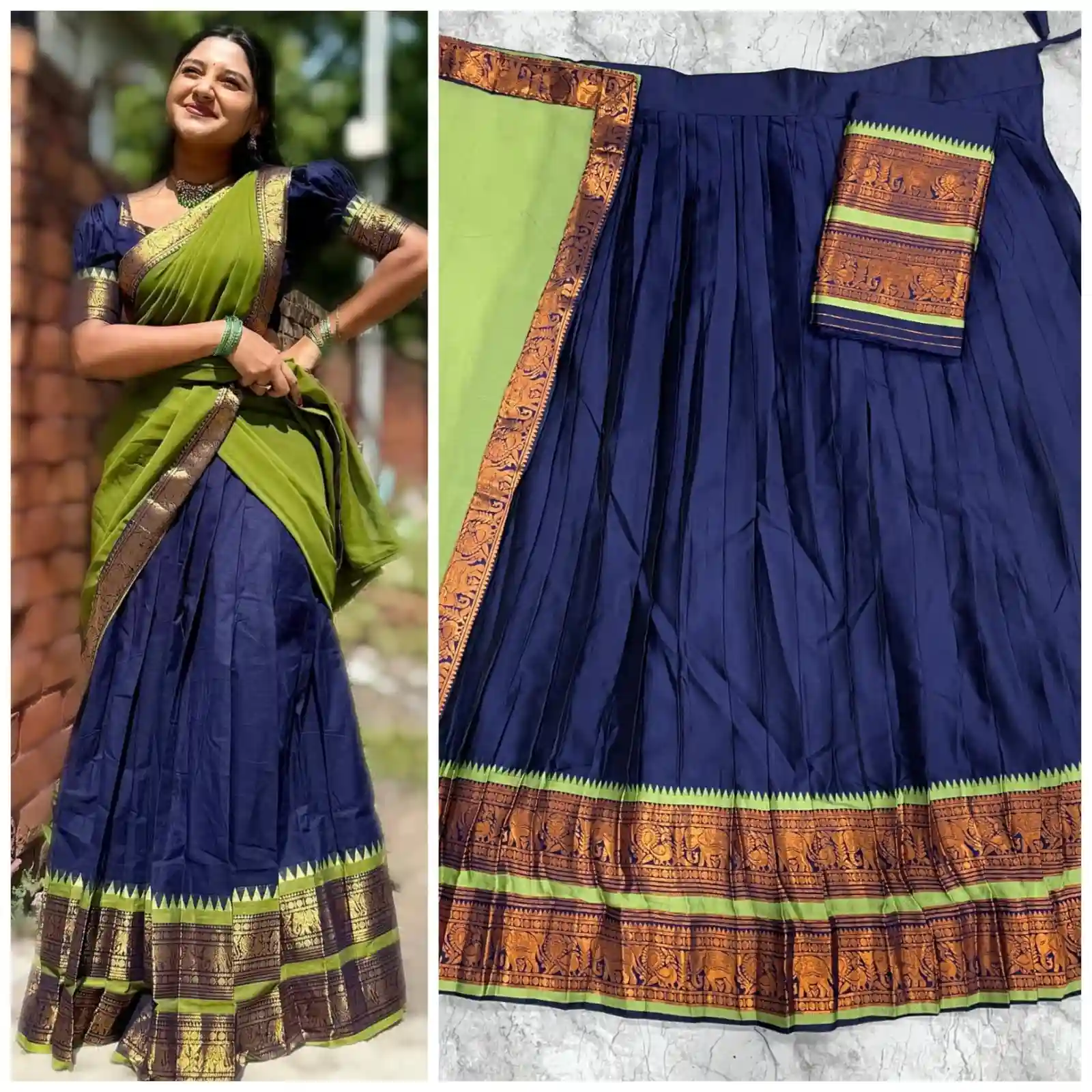 The South-style Kanjivaram Type silk lehenga (L11)