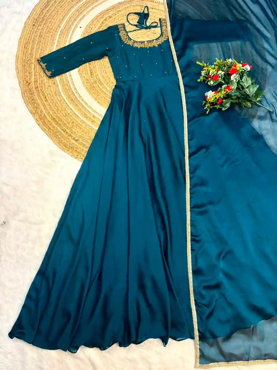 Premium rangoli silk Anarkali with dupatta(RS004)