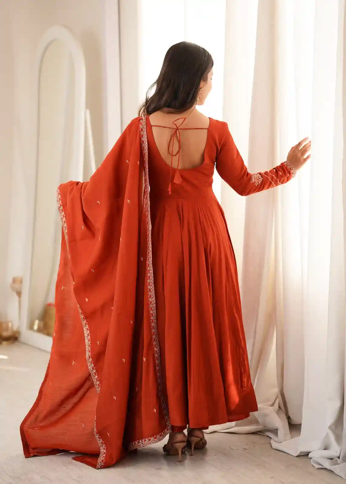 Roman Chanderi Silk Fabric Fully Flare Anarkali (RCS01)