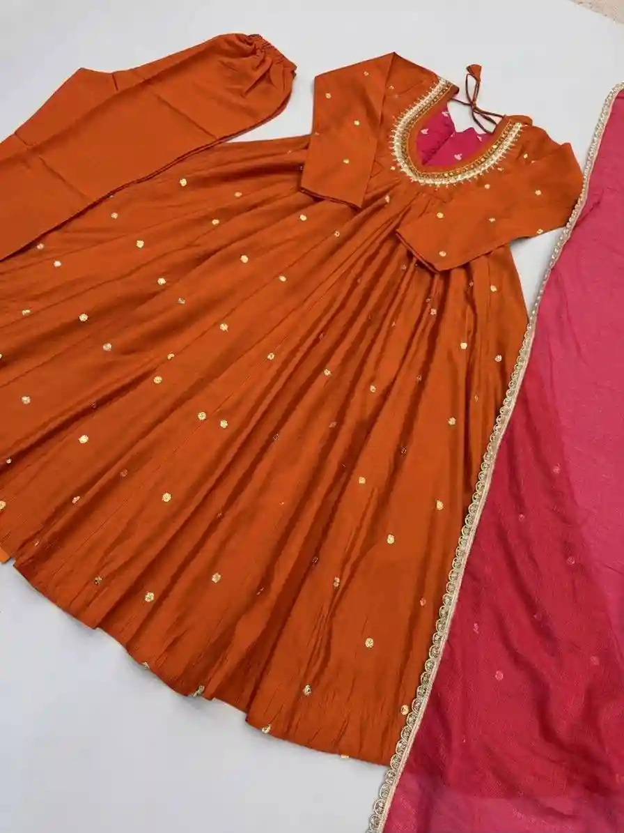 Roman Silk Embroidery Sequence with Real Mirror Work (RS006)