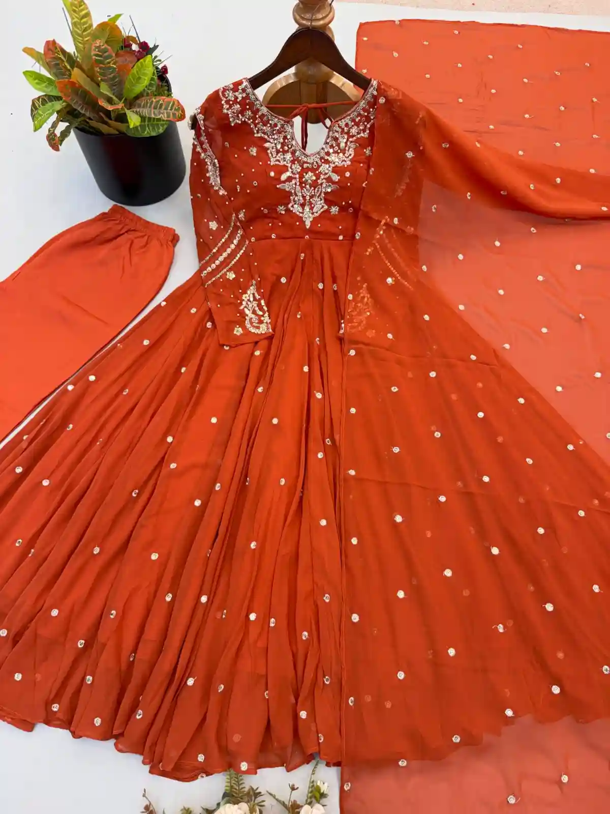 Designer Collection In Faux Georgette With Embroidery Work Gown And Dupatta Set (RK2304)