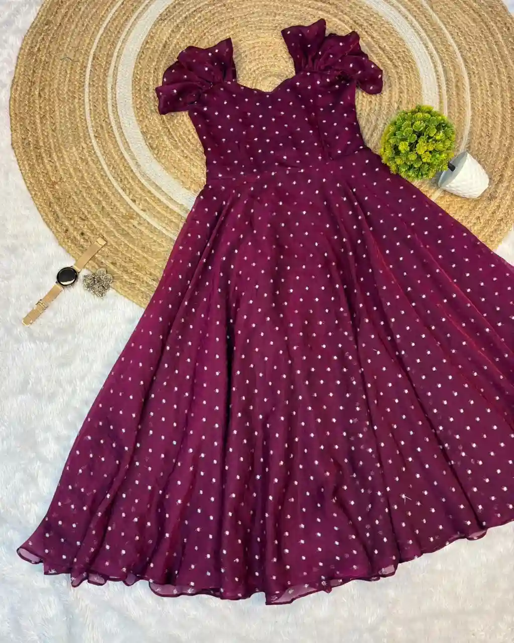 Designer princess party wear Tissue Butti  Midi gown (TG03)