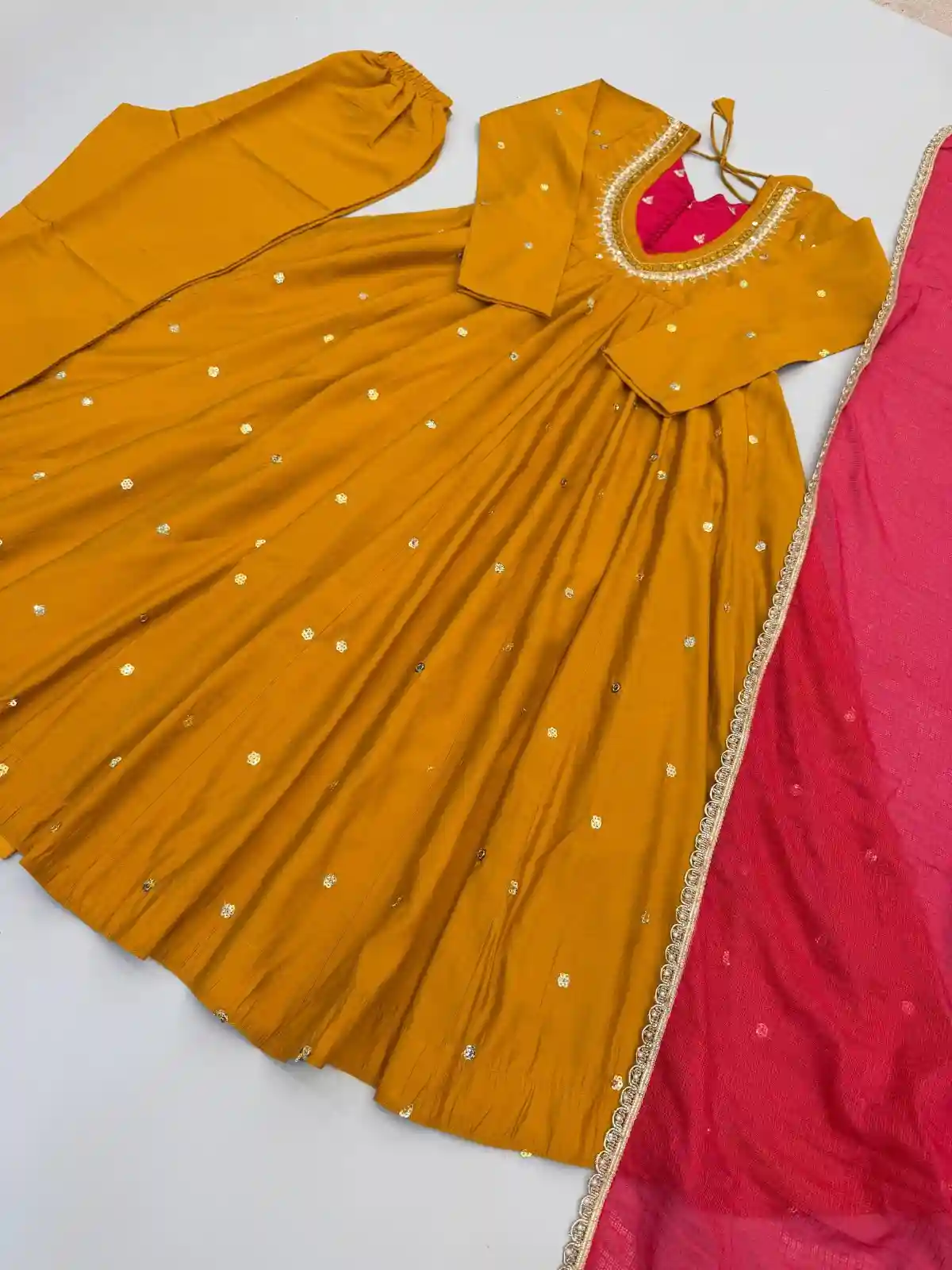 Roman Silk Embroidery Sequence with Real Mirror Work (RS004)