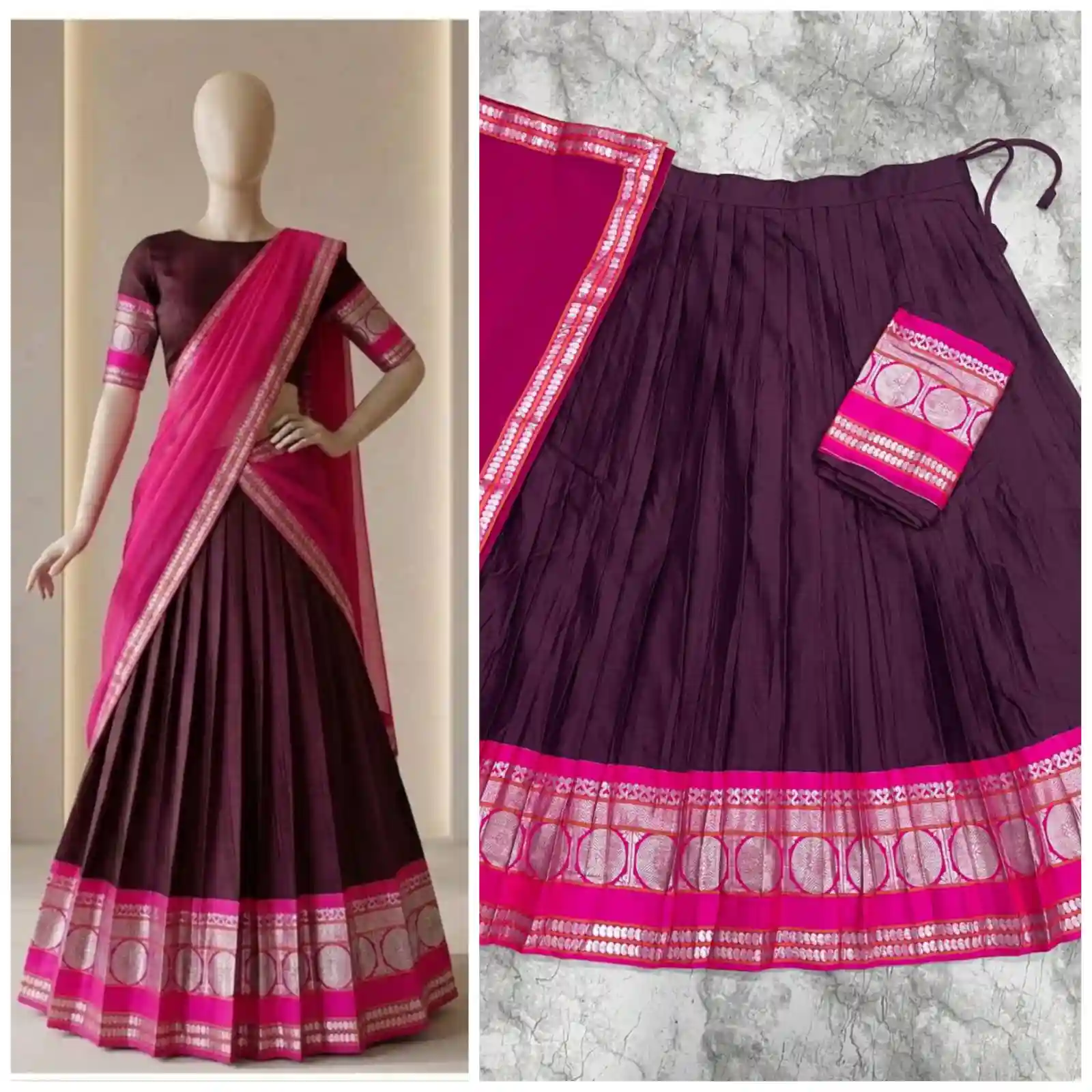 The South-style Kanjivaram Type silk lehenga (L44)