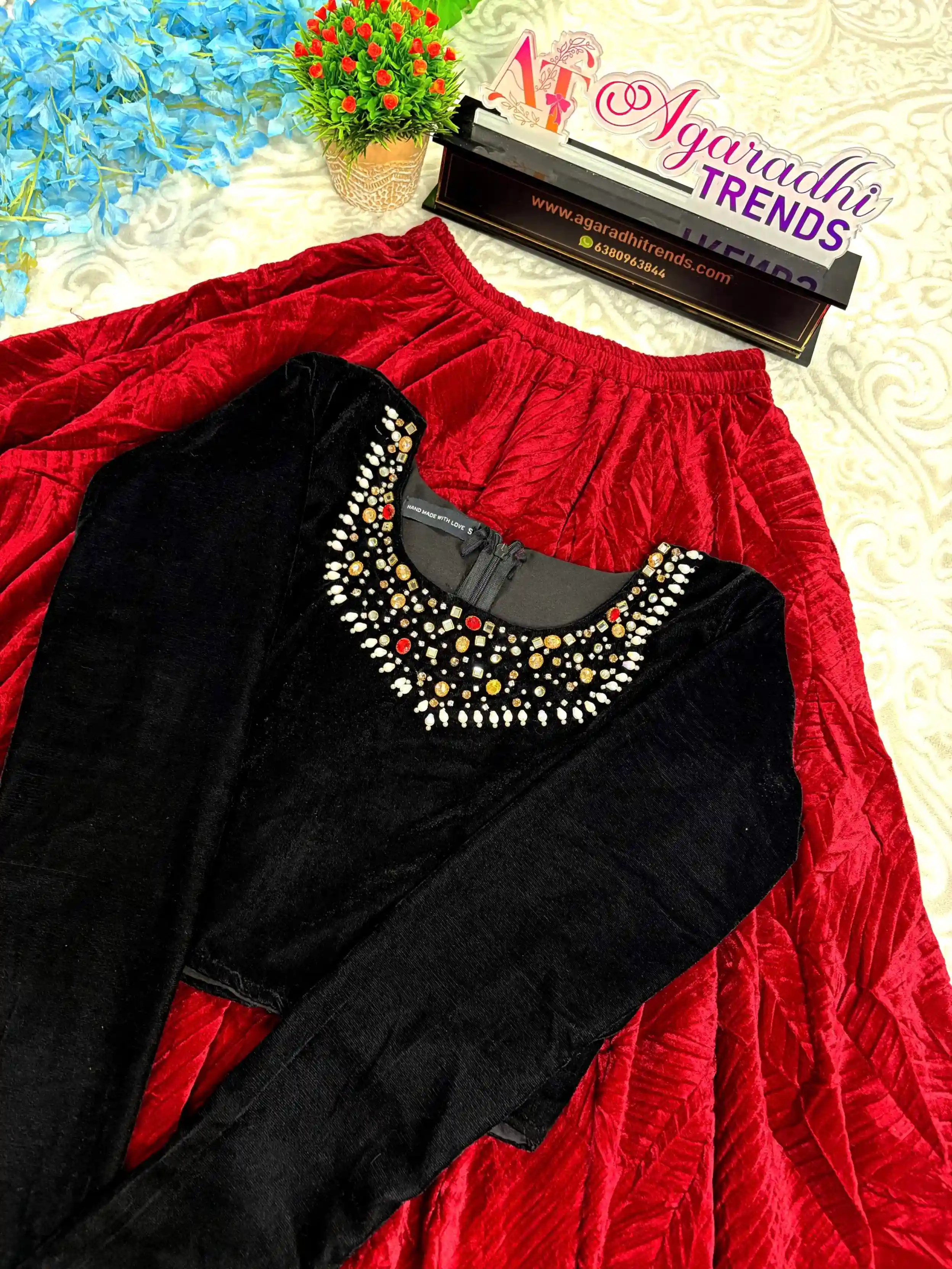 Velvet Crop Top with Skirt (VCT01)