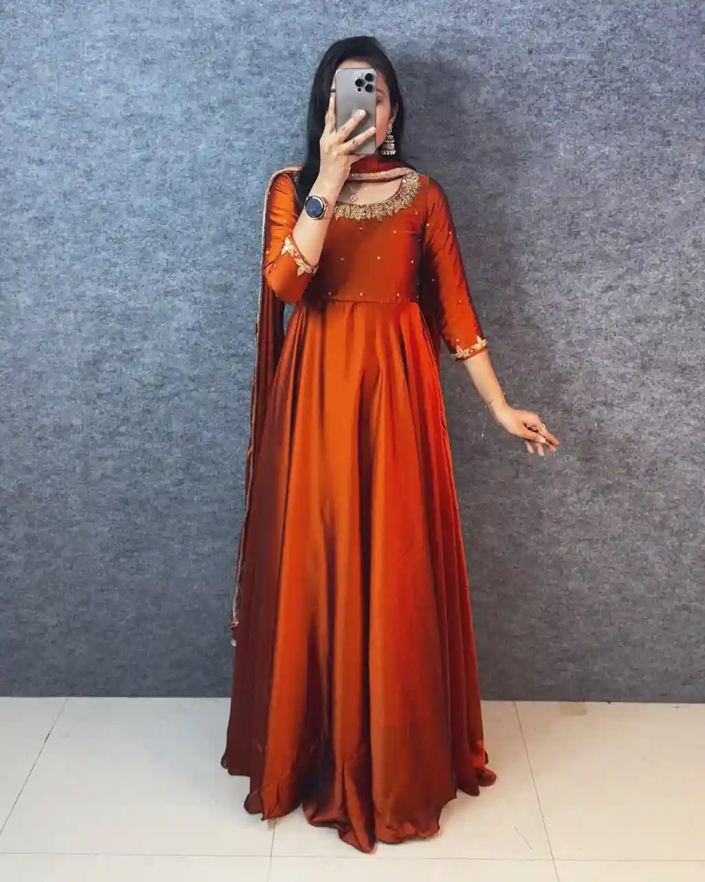 Premium rangoli silk Anarkali with dupatta(RS001)