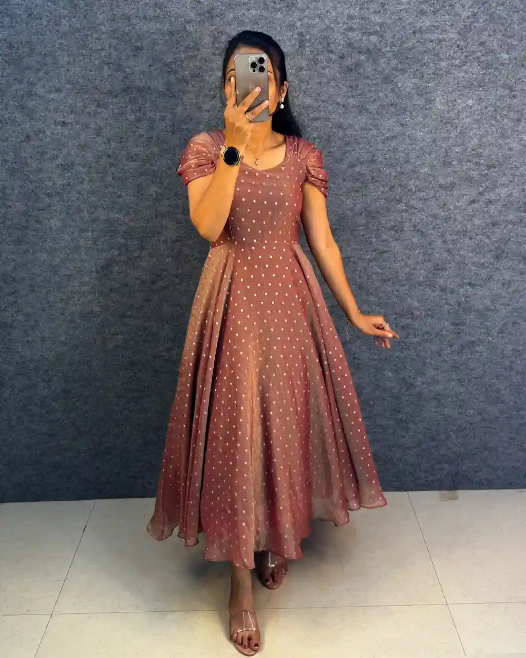 Designer princess party wear Tissue Butti  Midi gown (TG02)