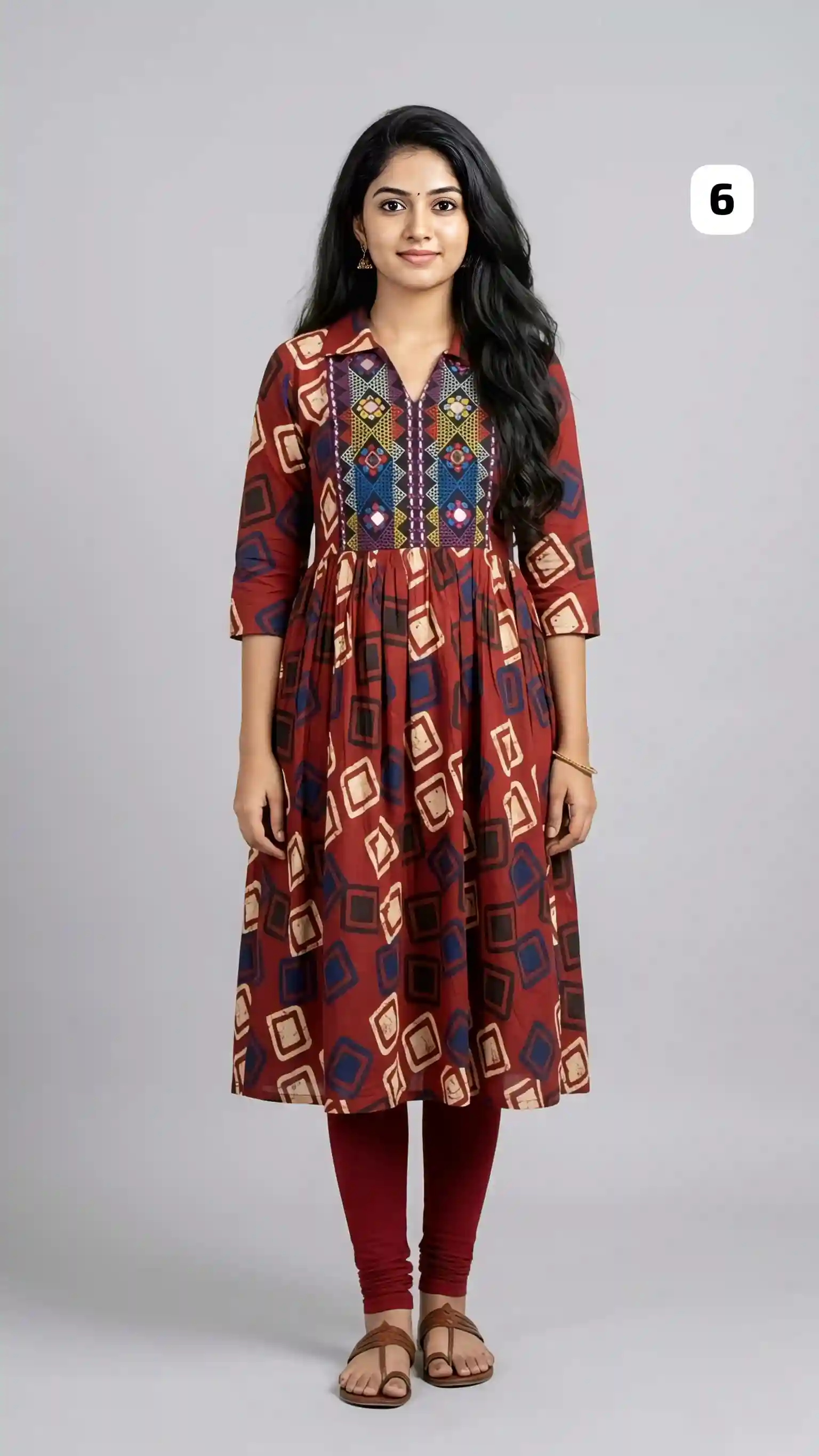 Cotton Mirror work Kurti 06