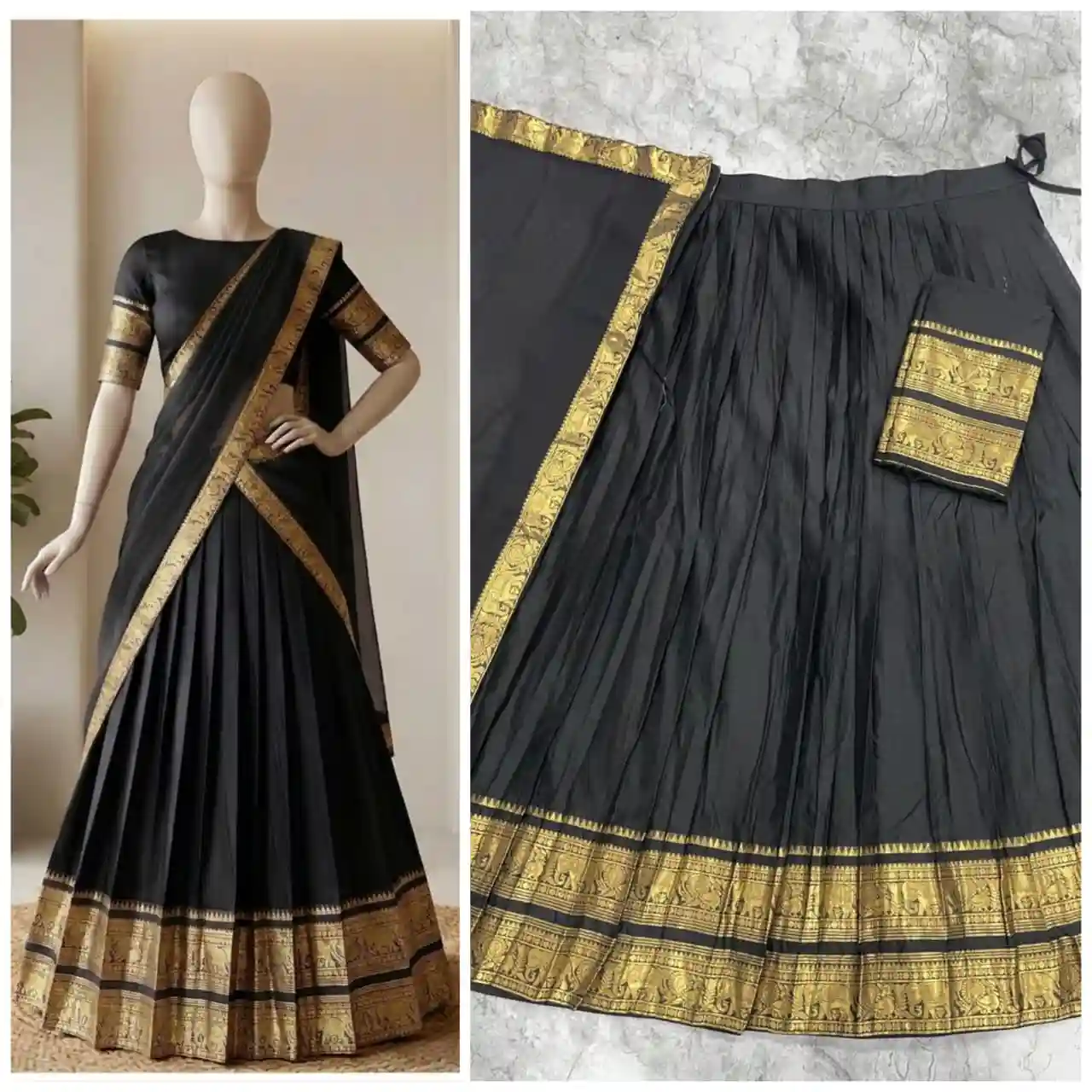The South-style Kanjivaram Type silk lehenga (L20)