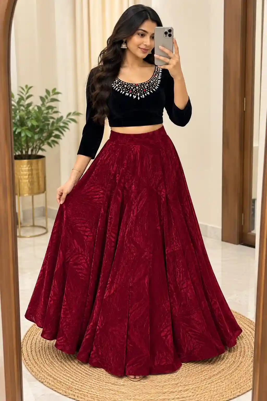 Velvet Crop Top with Skirt (VCT01)