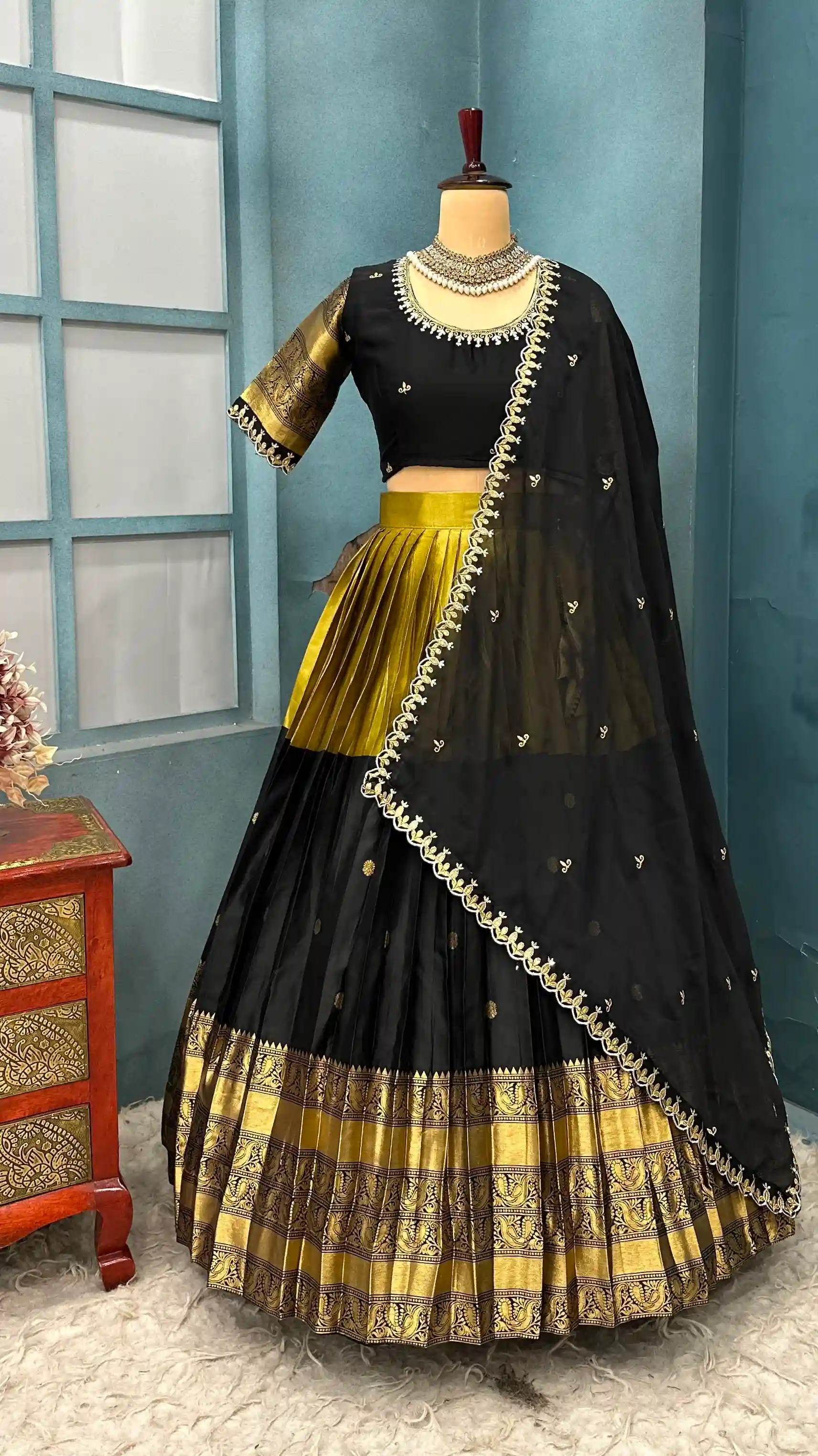Full stiched Kanjivaram silk Lehanga (LH01)
