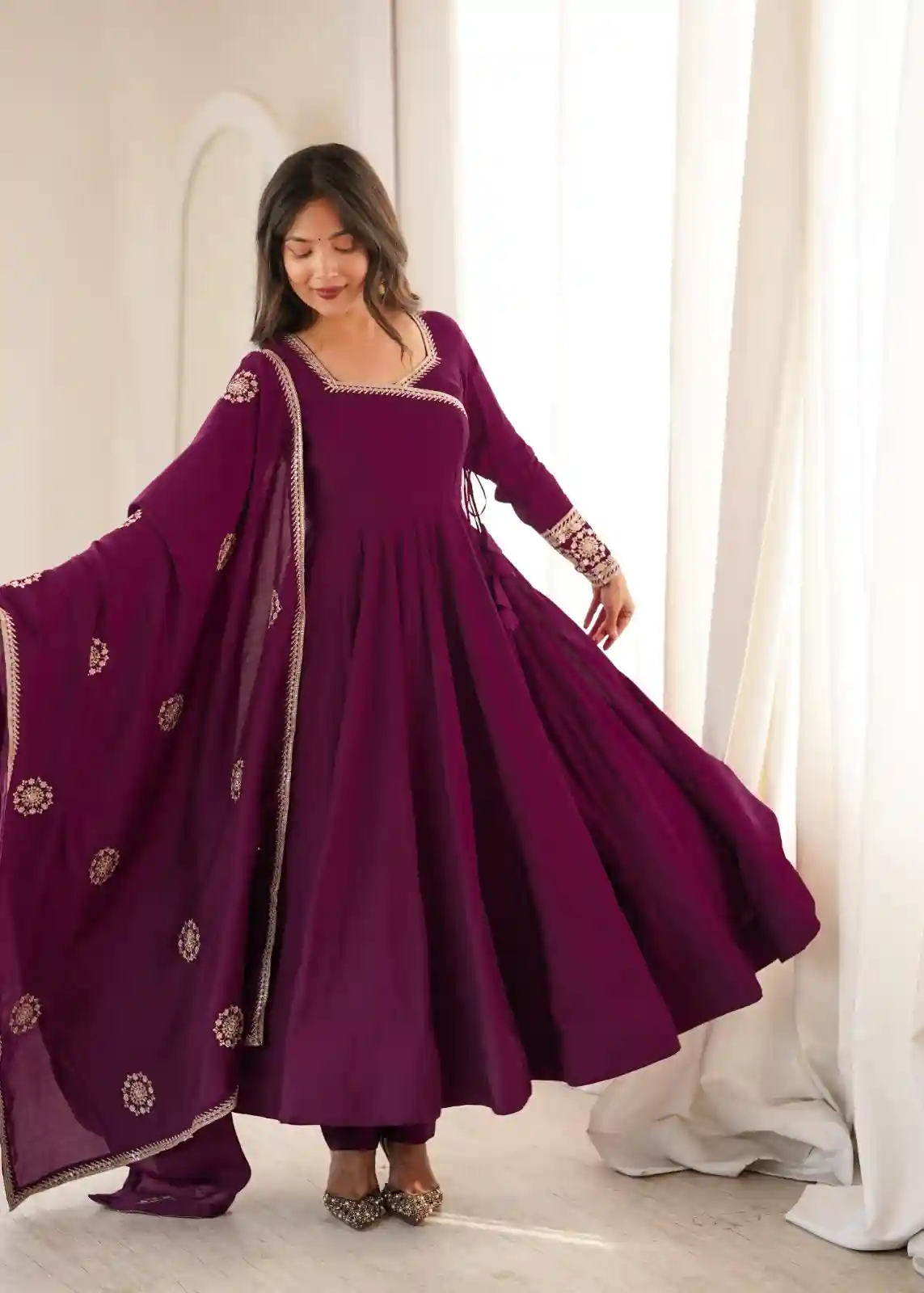 Angrakha Style Full Flare Anarkali Gown (AS01)