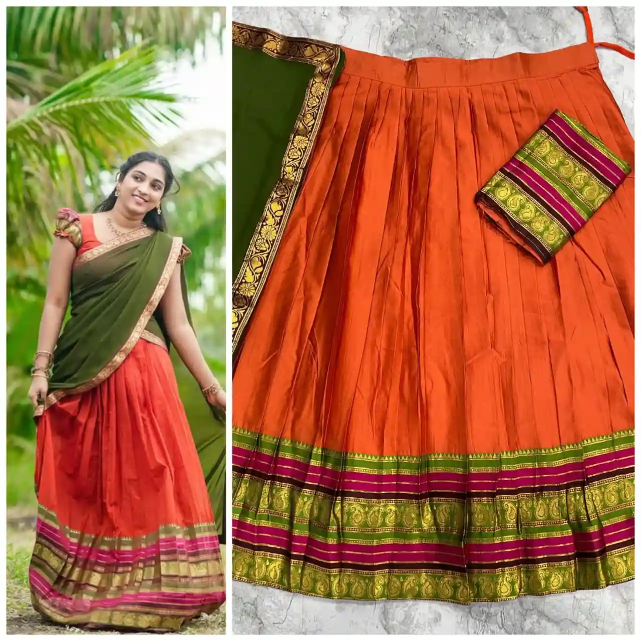The South-style Kanjivaram Type silk lehenga (L43)