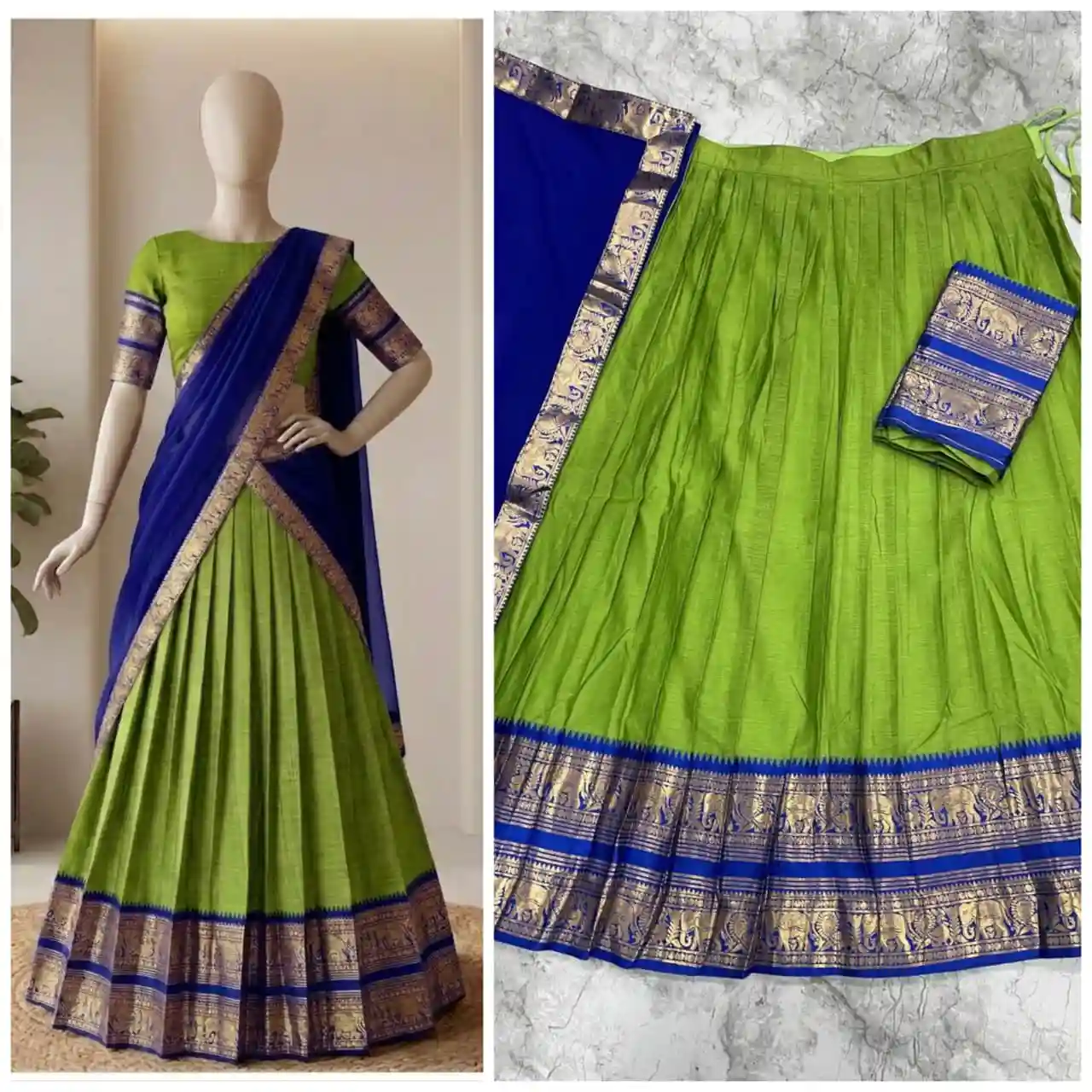 The South-style Kanjivaram Type silk lehenga (L15)