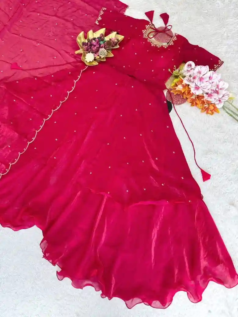 Special Beautiful Heavy Space Silk Lehenga choli Set Double Frill (L01)