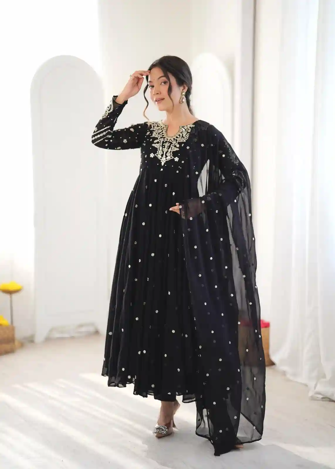 Faux Georgette  Gown And Dupatta Set (FGS01)