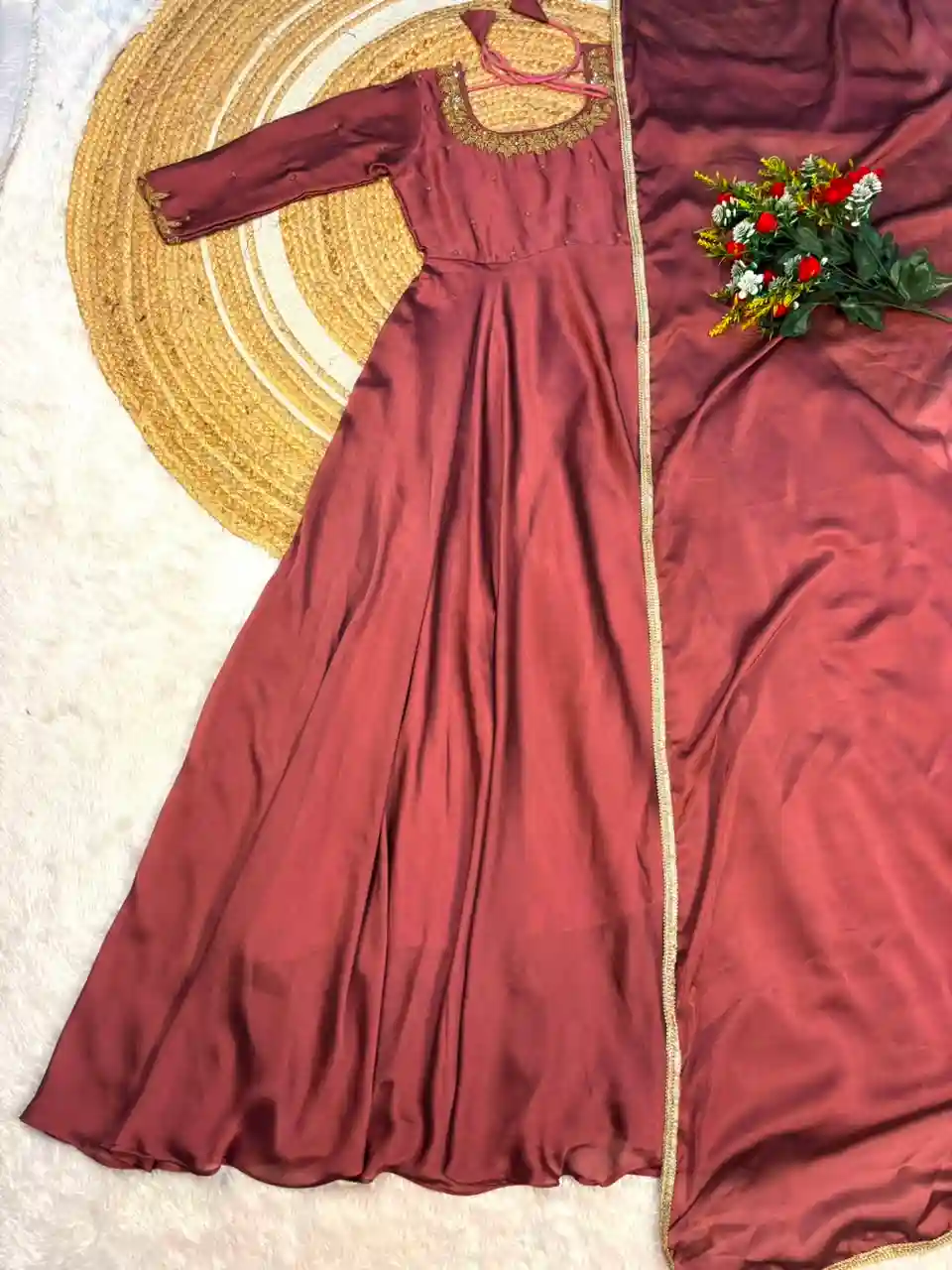 Premium rangoli silk Anarkali with dupatta(RS002)