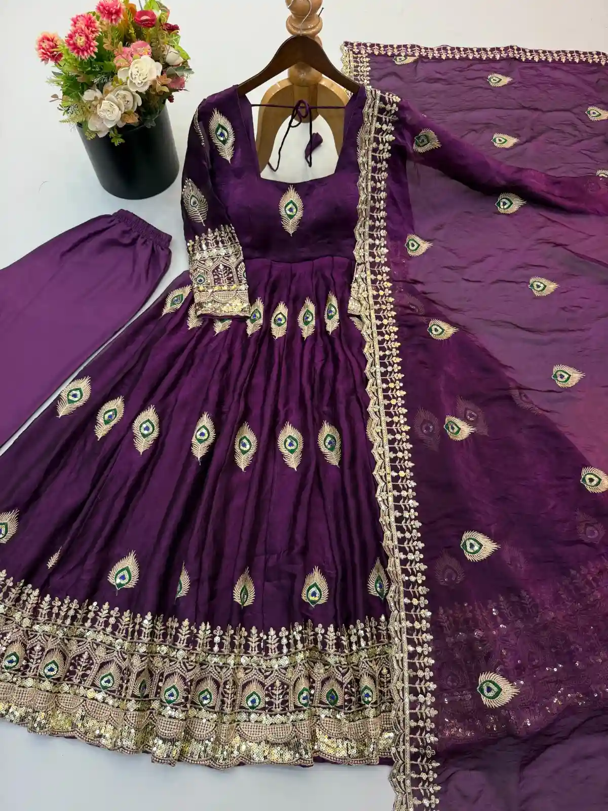 Heavy fendy silk 3 piece designer set (FSD11)