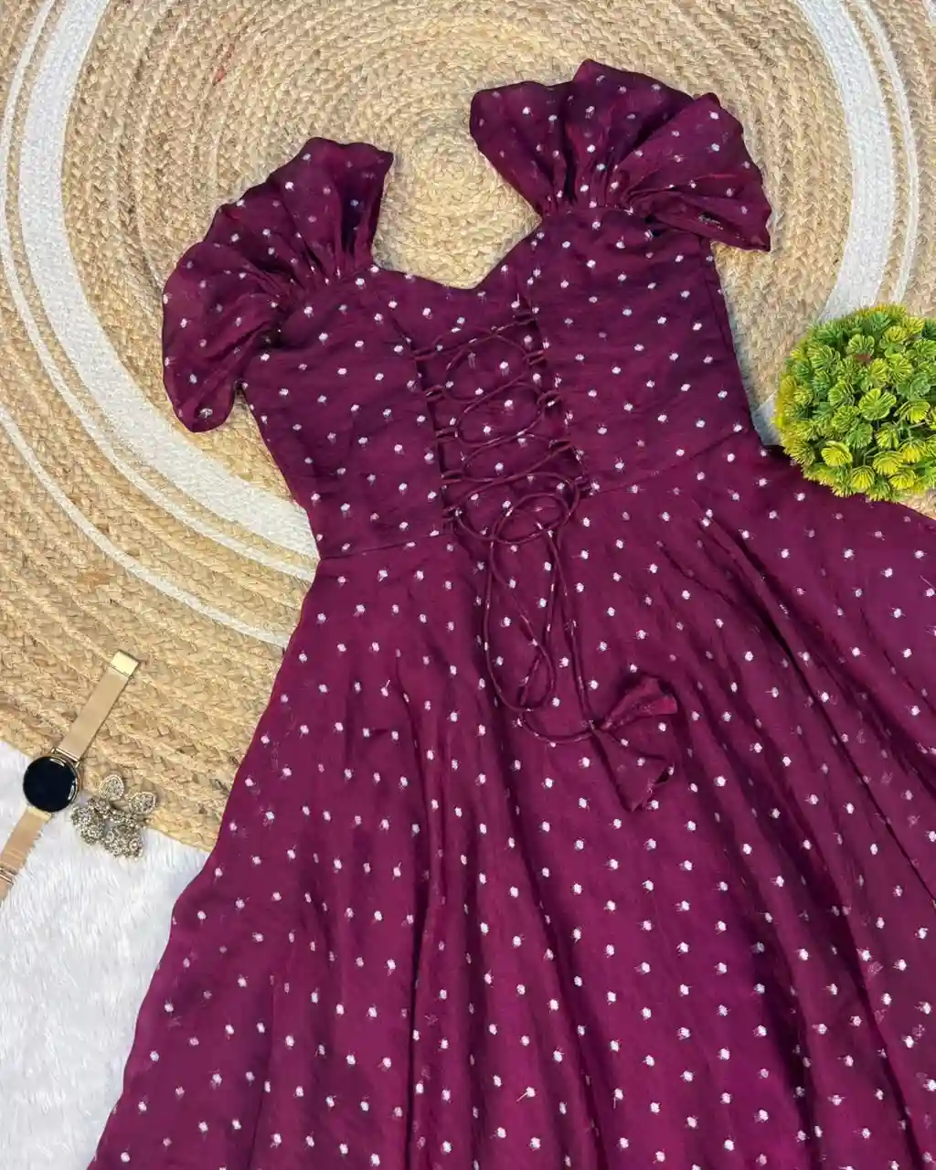 Designer princess party wear Tissue Butti  Midi gown (TG03)