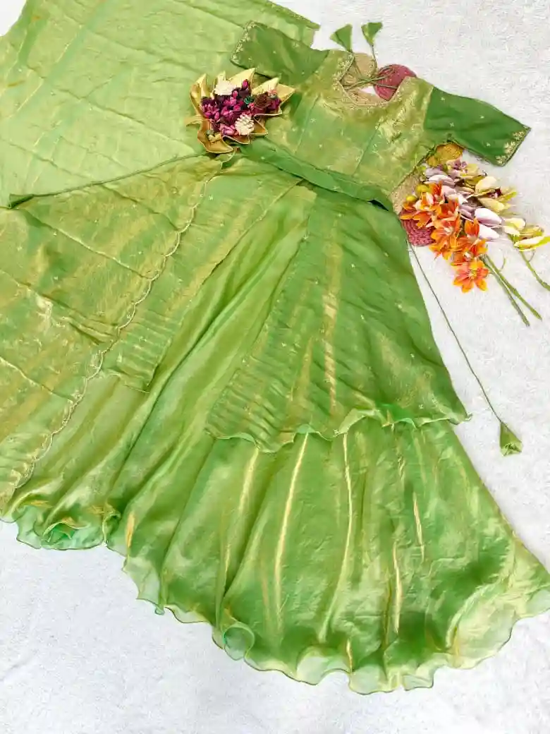 Special Beautiful Heavy Space Silk Lehenga choli Set Double Frill (L03)