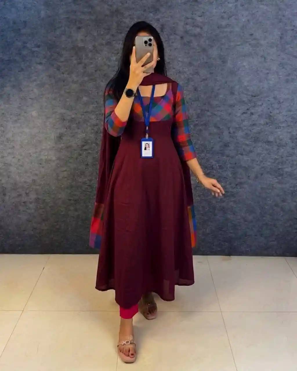 Madras Kattam Gown dupatta (MK04)