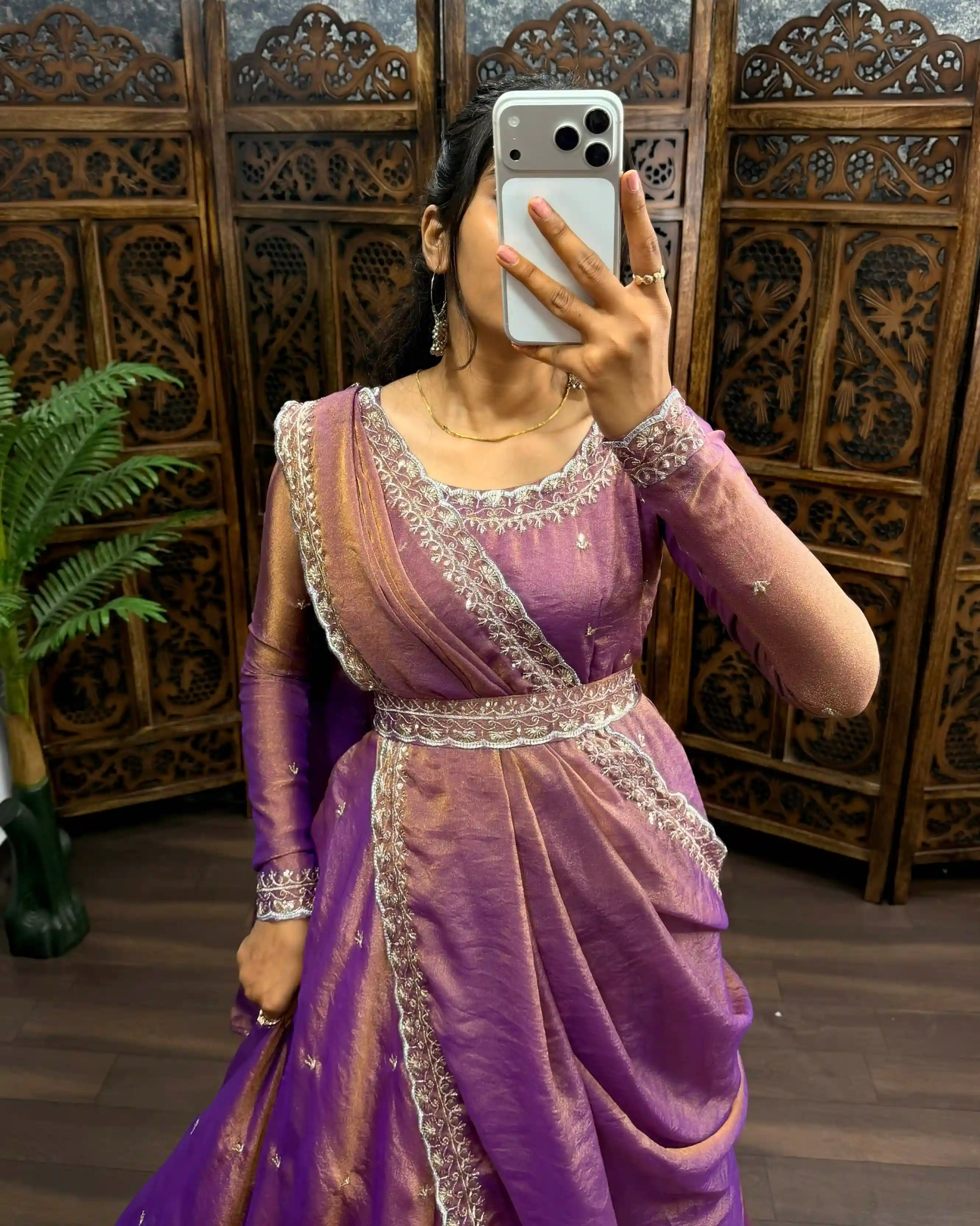 South Silk Gown with Dupatta & Belt ( PSSG03)