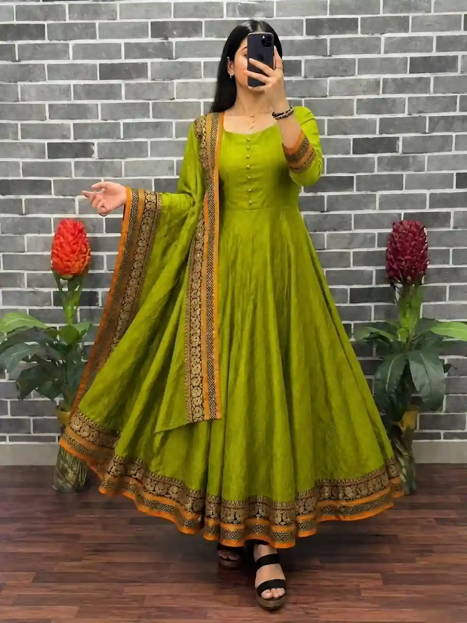 VICHITRA SILK ANARKALI WITH DUPATTA (VSA06)
