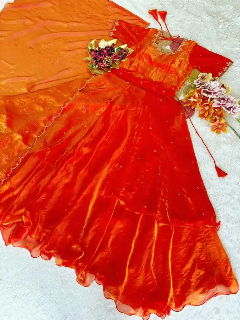 Special Beautiful Heavy Space Silk Lehenga choli Set Double Frill (L04)