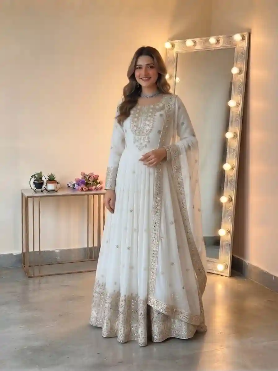 Georgette With Heavy Embroidered Sequence Ethnic Wear (EW04)