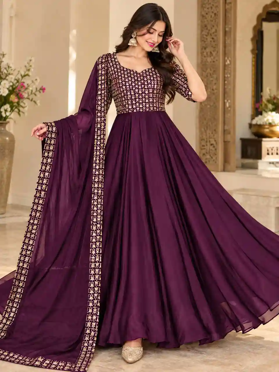 RANGOLI SILK ANARKALI MEROON (RSA03)