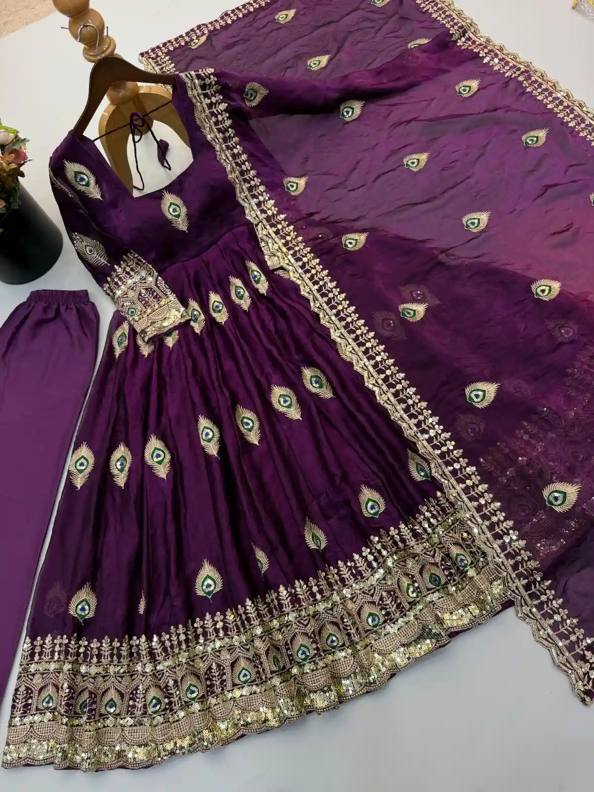 Heavy fendy silk 3 piece designer set (FSD11)