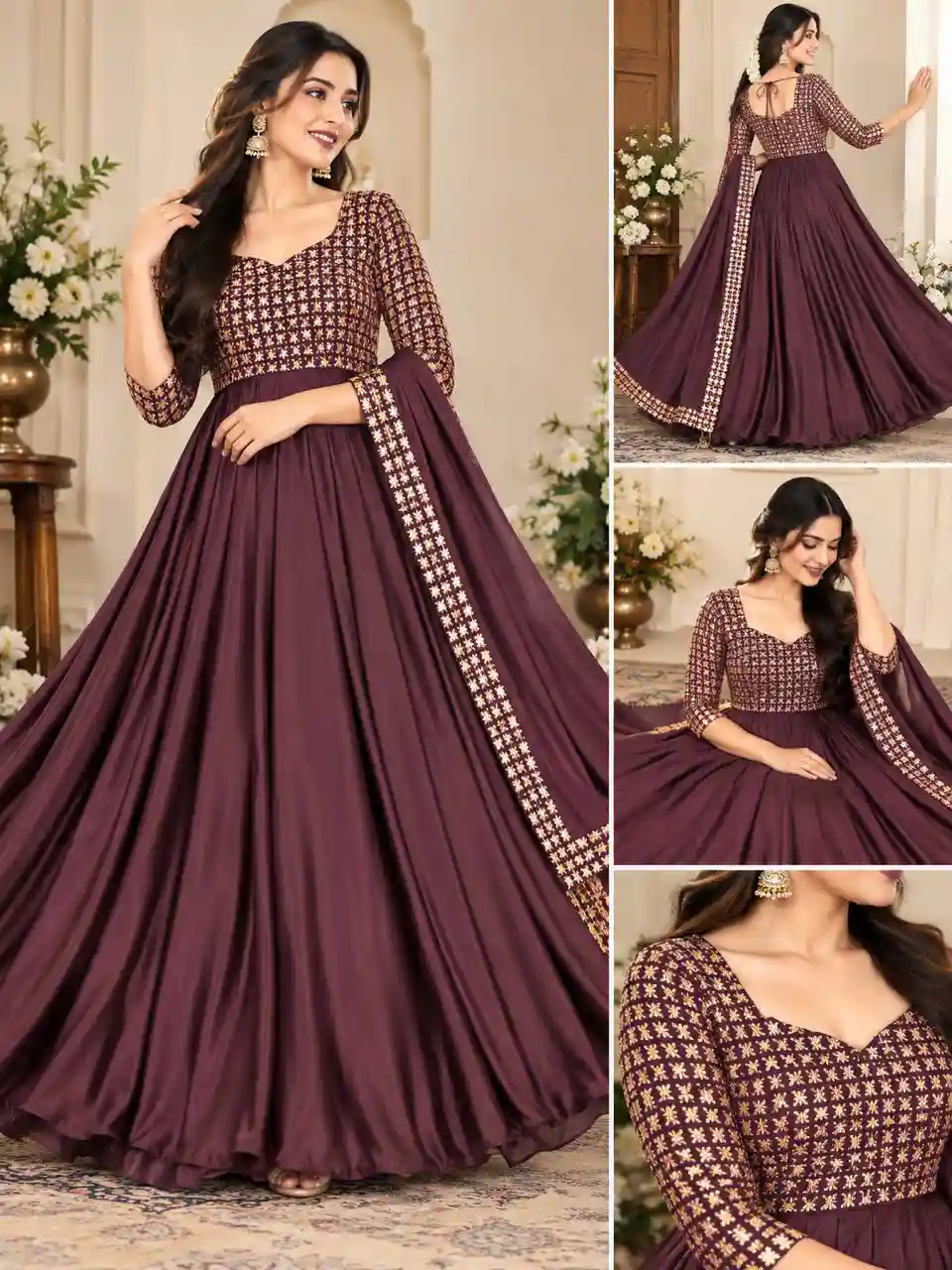 RANGOLI SILK ANARKALI MEROON (RSA02)