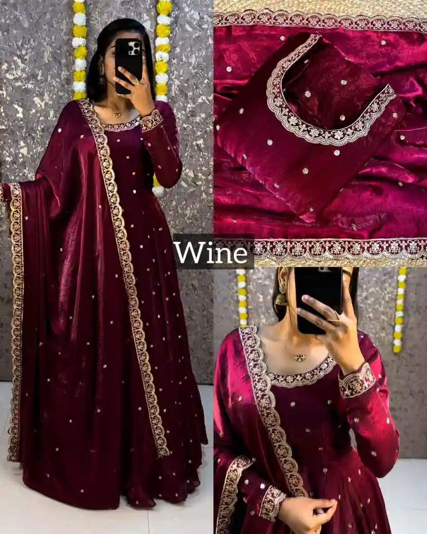 Rich Sequence Embroidery Gown with Dupatta Set (RSG02)