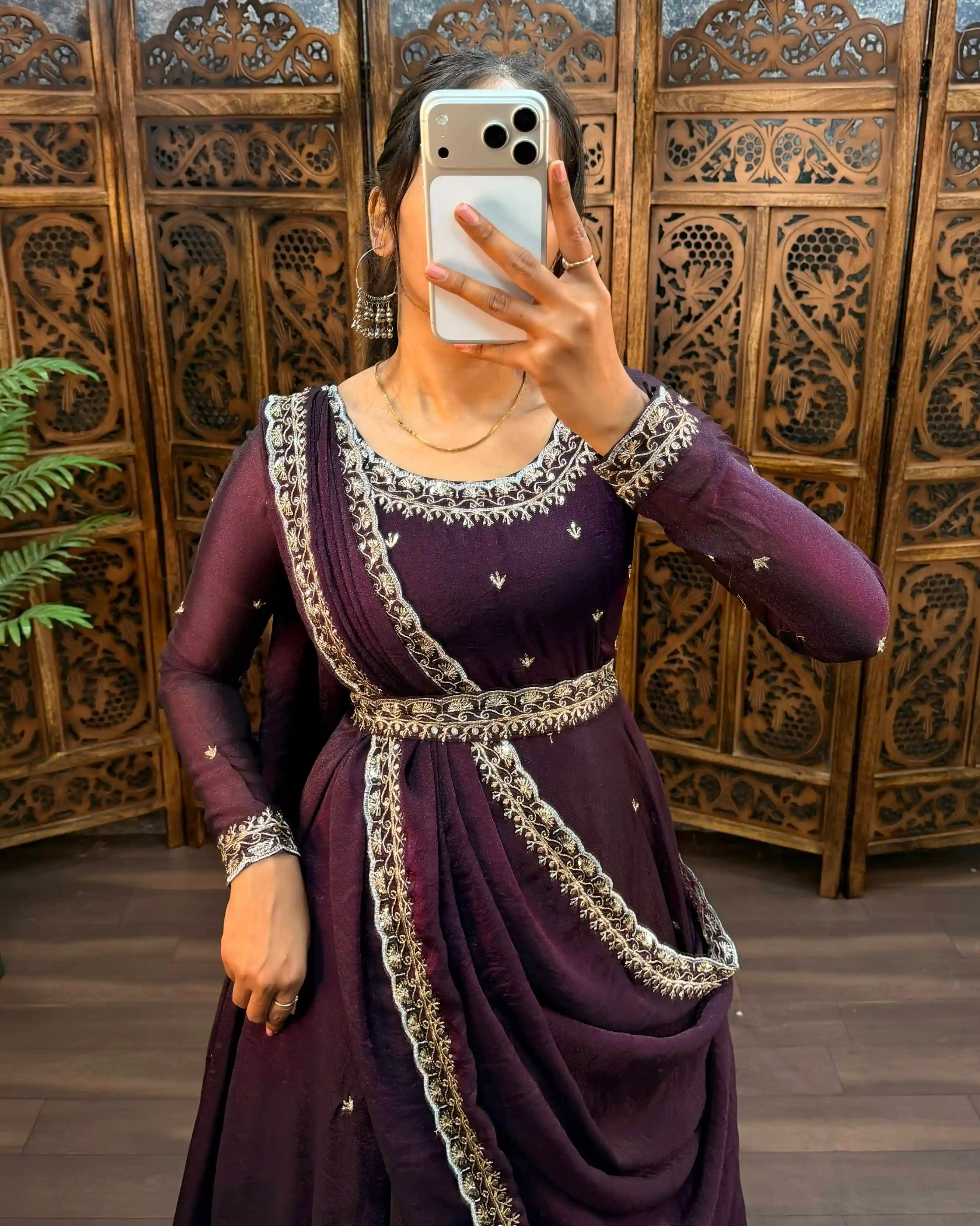 South Silk Gown with Dupatta & Belt ( PSSG04)
