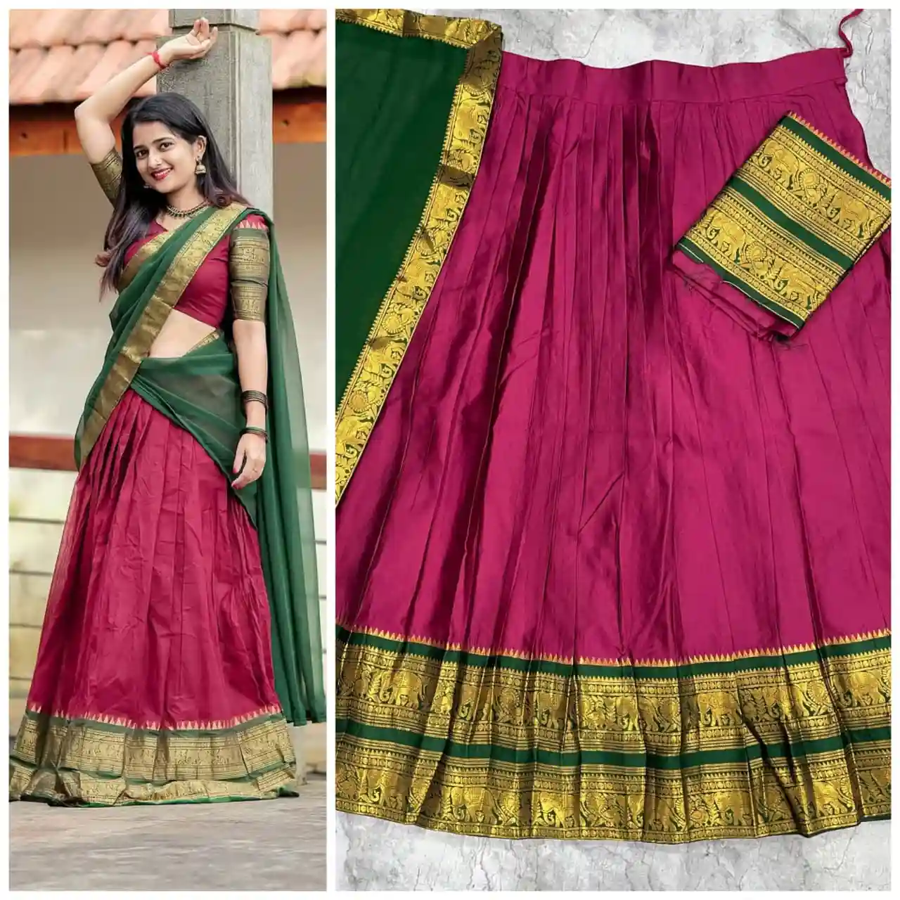 The South-style Kanjivaram Type silk lehenga (L12)