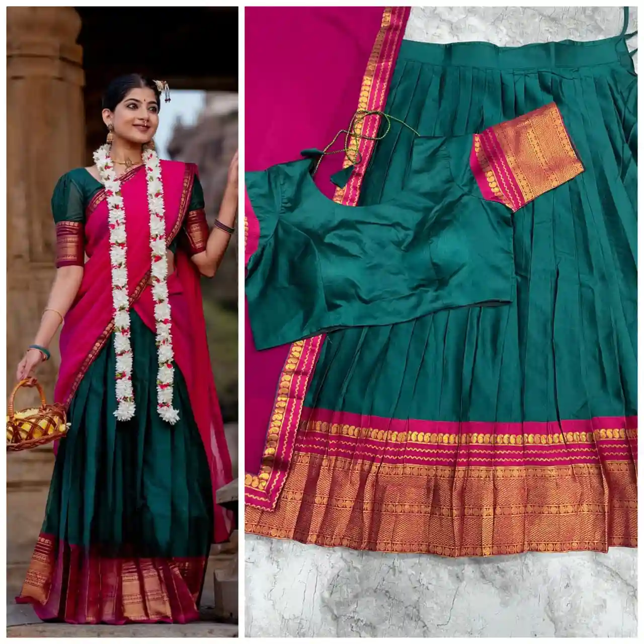 The South-style Kanjivaram Type silk lehenga (L36)