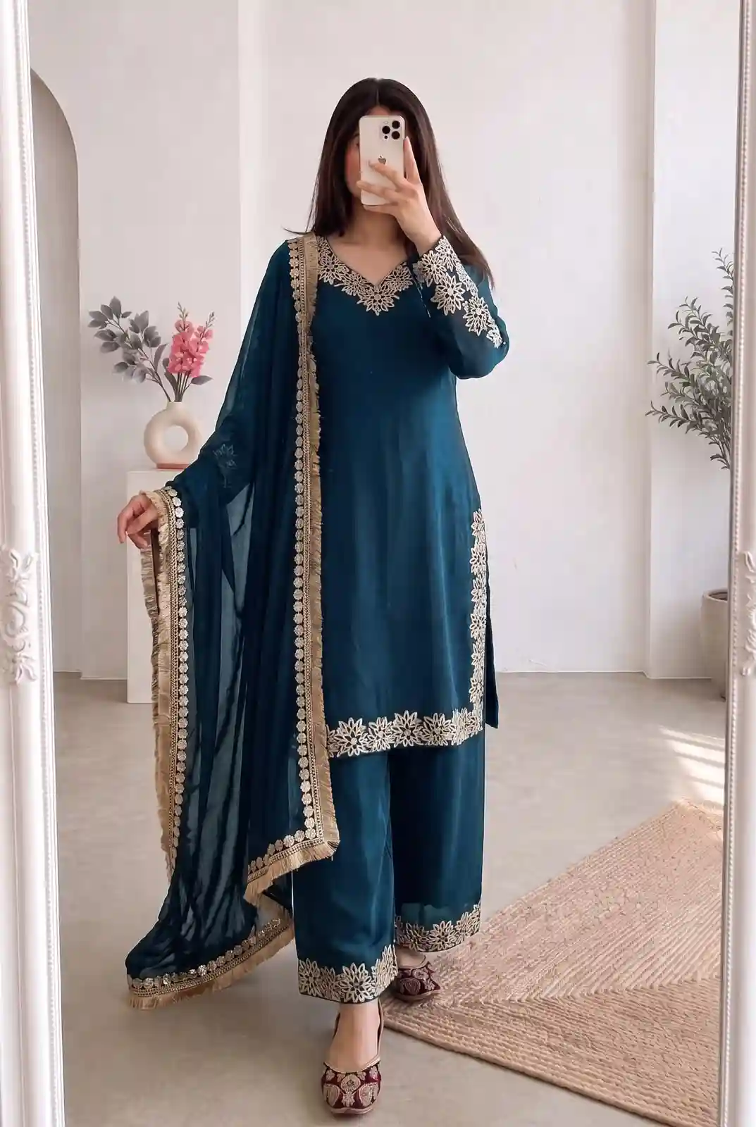 Designer Party Wear Look Collection -Chinon Silk- Three piece Set (CS03)