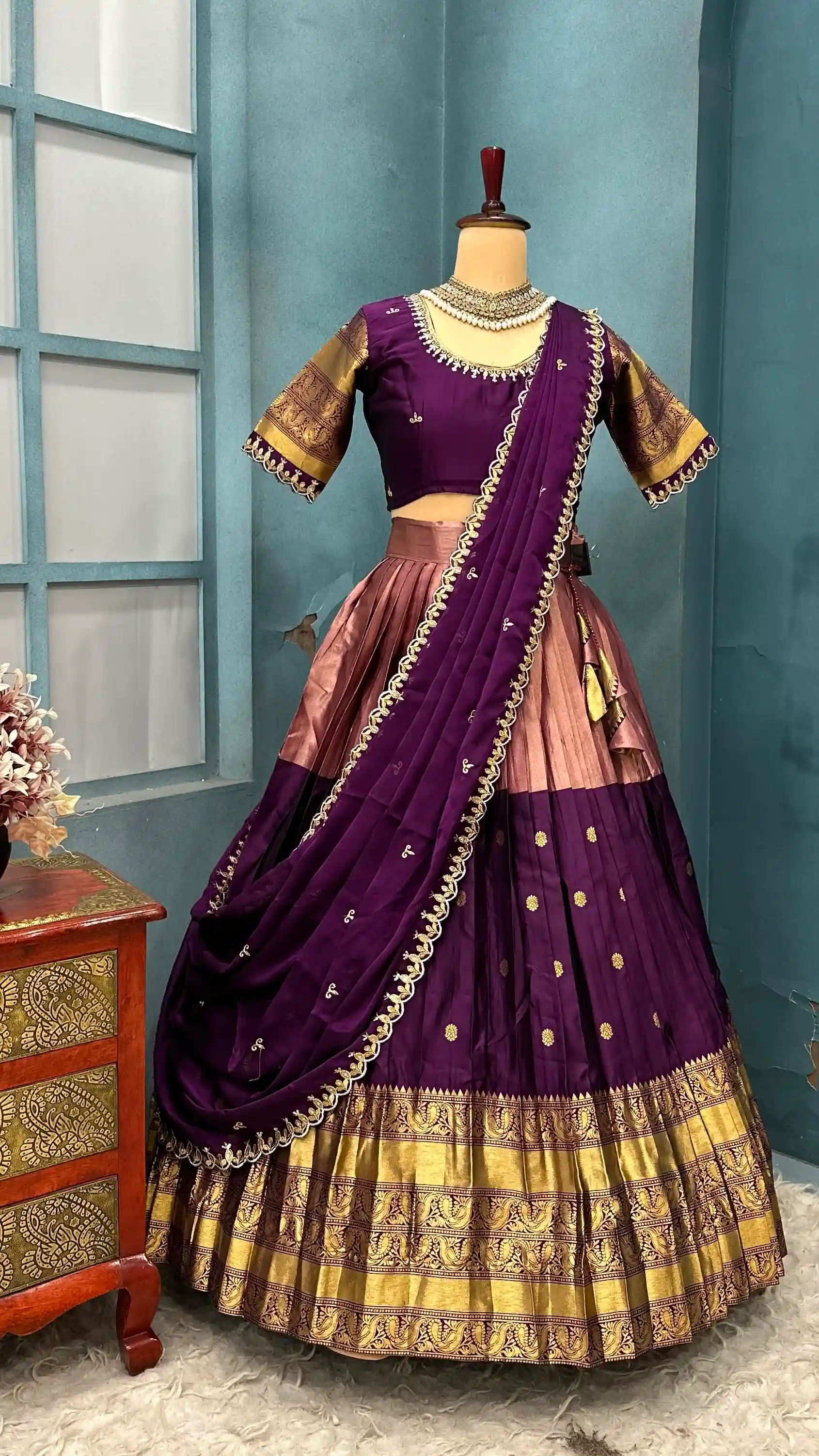 Full stiched Kanjivaram silk Lehanga (LH02)