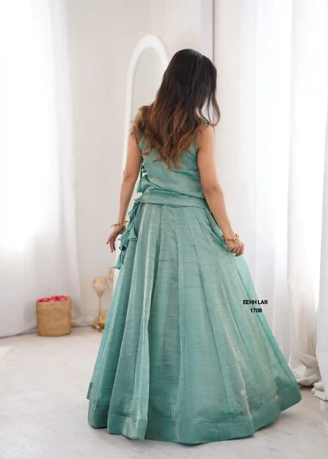 Elegant Flared Lehenga with Intricate Zari Embroidered Koti With Plain Blouse (LB01)