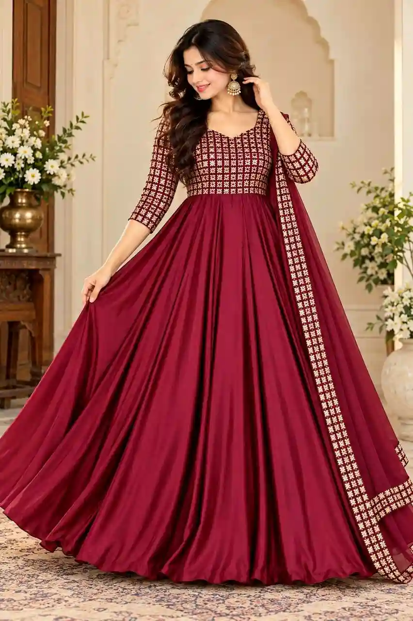 RANGOLI SILK ANARKALI MEROON (RSA01)