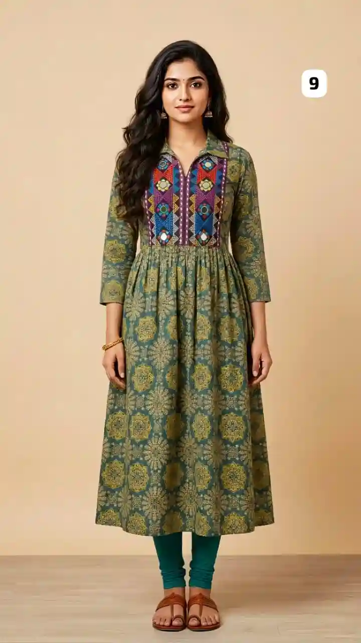 Cotton Mirror work Kurti 9