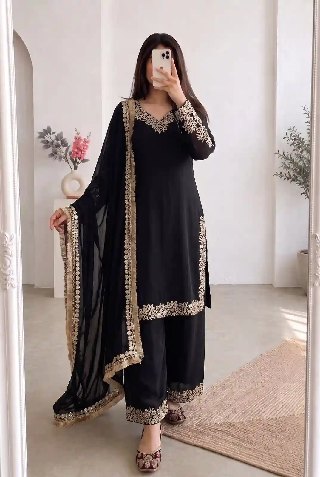 Designer Party Wear Look Collection -Chinon Silk- Three piece Set (CS01)