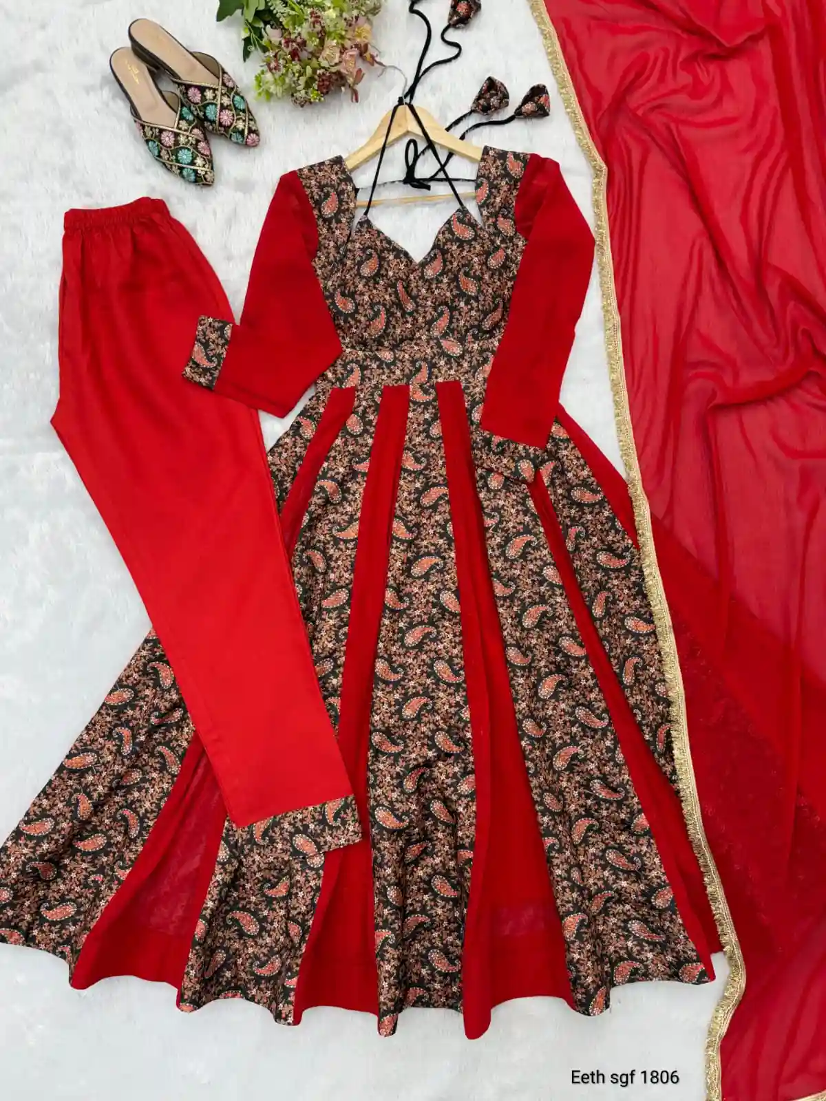 BLOOMING GEORGETTE AND EMBROIDERED KALI  GOWN (KG01)