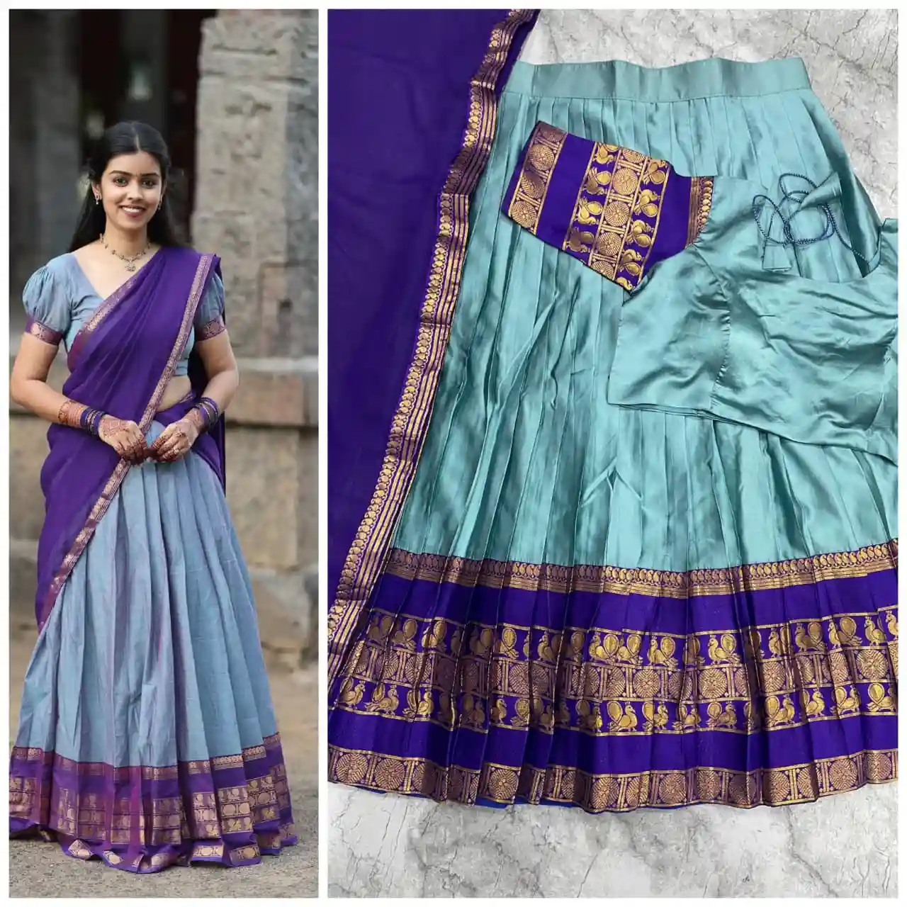 The South-style Kanjivaram Type silk lehenga (L45)