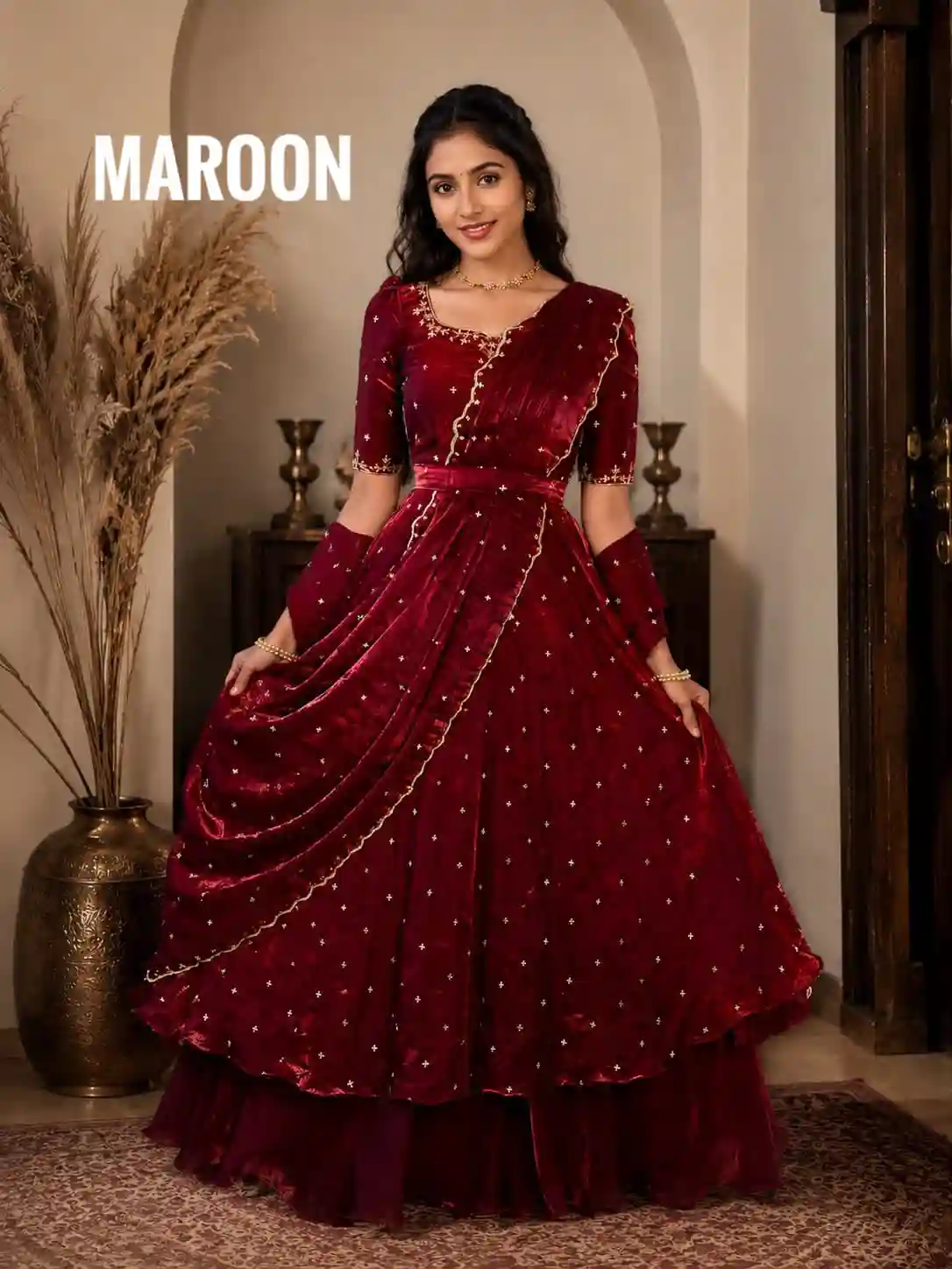 Special Beautiful Heavy Space Silk Lehenga choli Set Double Frill (L02)