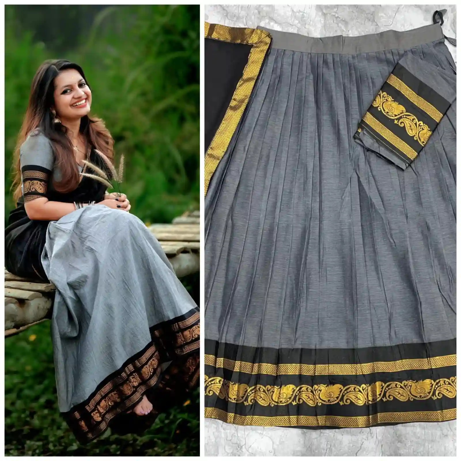 The South-style Kanjivaram Type silk lehenga (L47)